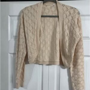 Cream Open-Front Knit Sweater